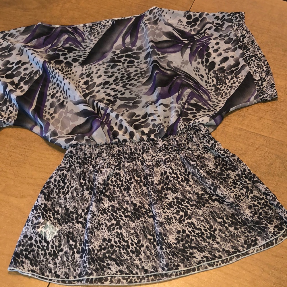 Miley Cyrus Max Azria Purple & Gray Sheer Top Sz M - Picture 4 of 8